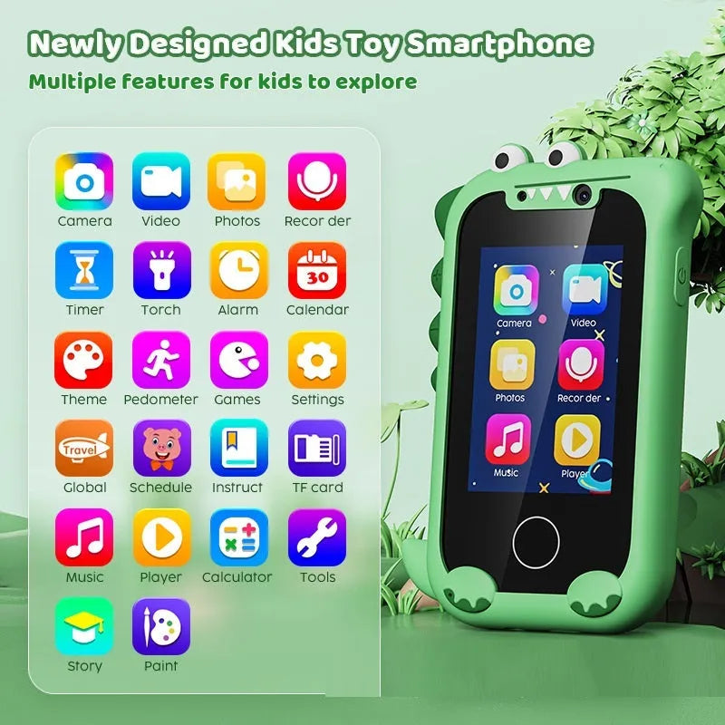 Blue silicone case educational toy mobile phone with camera and 512MB memory for children