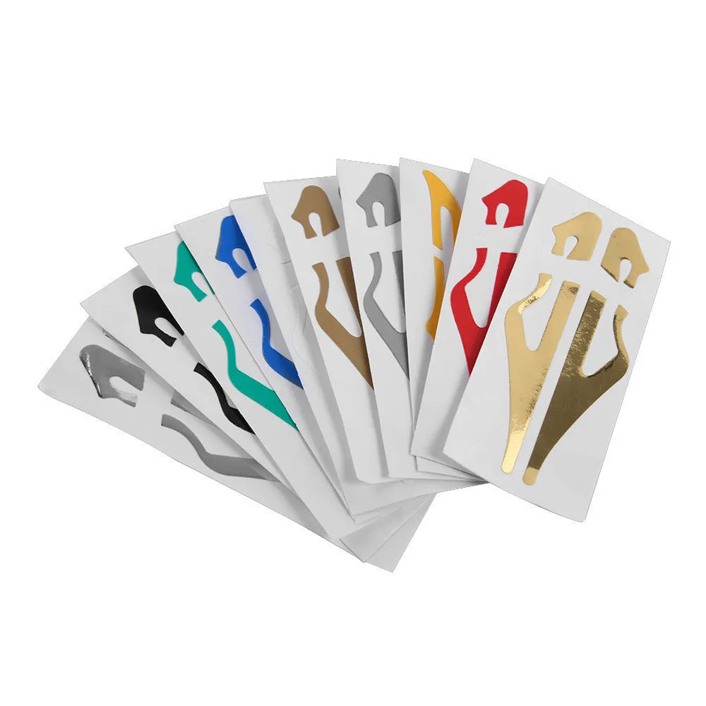 Self-adhesive line body sticker roll, 12 mm x 9.80 m, latte style, for waistline and hood, in black blue green laser gold.