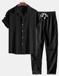 Men's loose short sleeve shirt and matching trousers in milk silk fabric for summer leisure wear