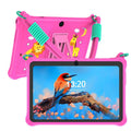Blue silicone protective case with strap for 7-inch children's tablet showing screen protector
