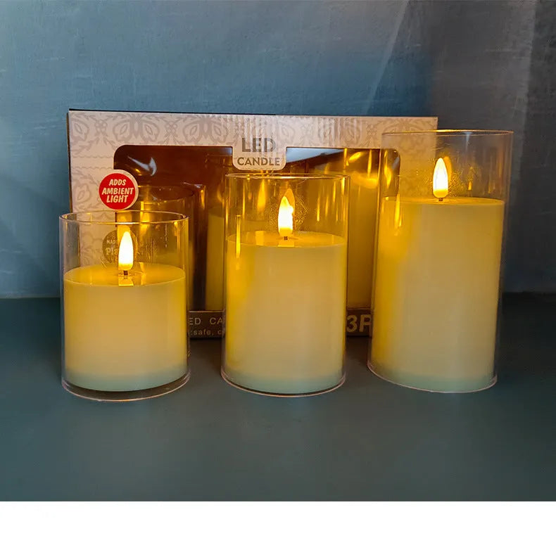 LED simulation candle lamp in cup shape, ivory white, 5.5cm height, 3-pack