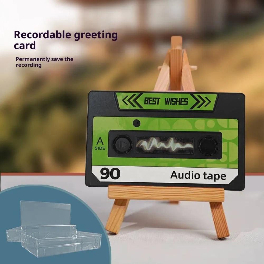Sound recording greeting card with voice message, coated paper, 10x6x1.5 cm, for birthday or Valentine's Day