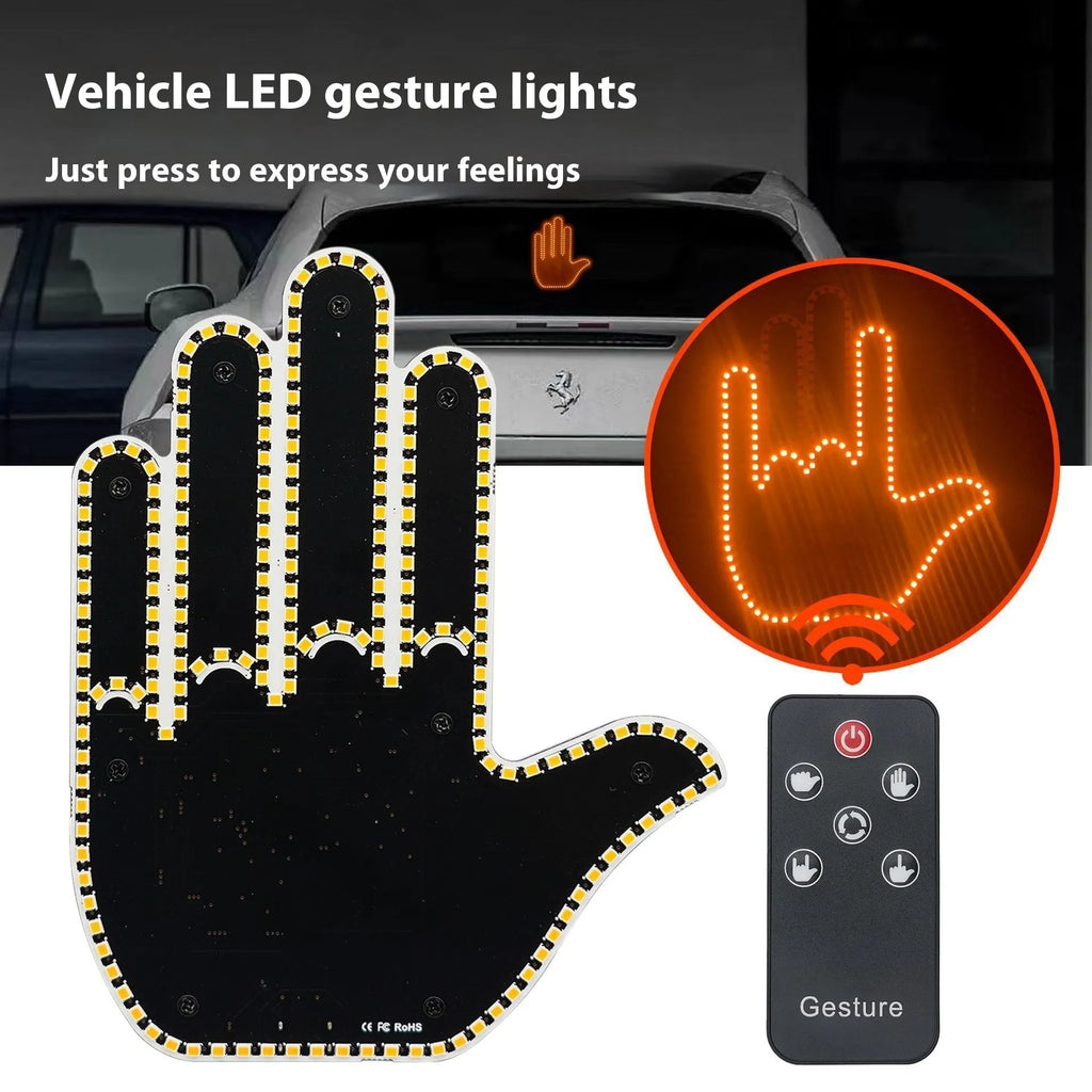 Yellow LED gesture light for car warning anti-collision with black remote control