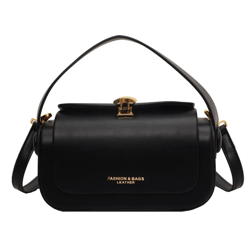 A personalised ladies' shoulder messenger bag in PU leather, showing the lettering feature and topstitching detail.