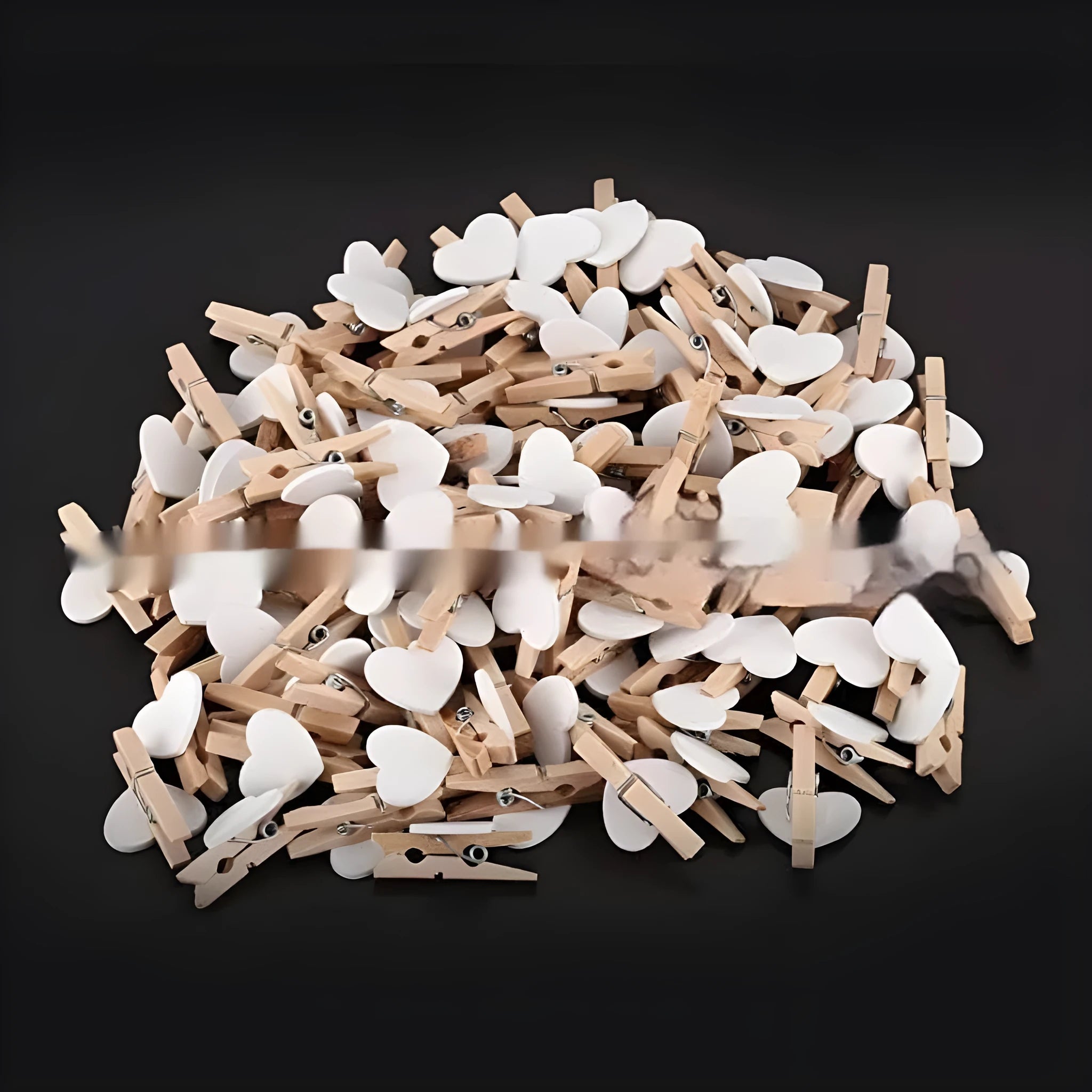Handmade solid wood heart-shaped clip in red, white, yellow, rose, and pink colours.