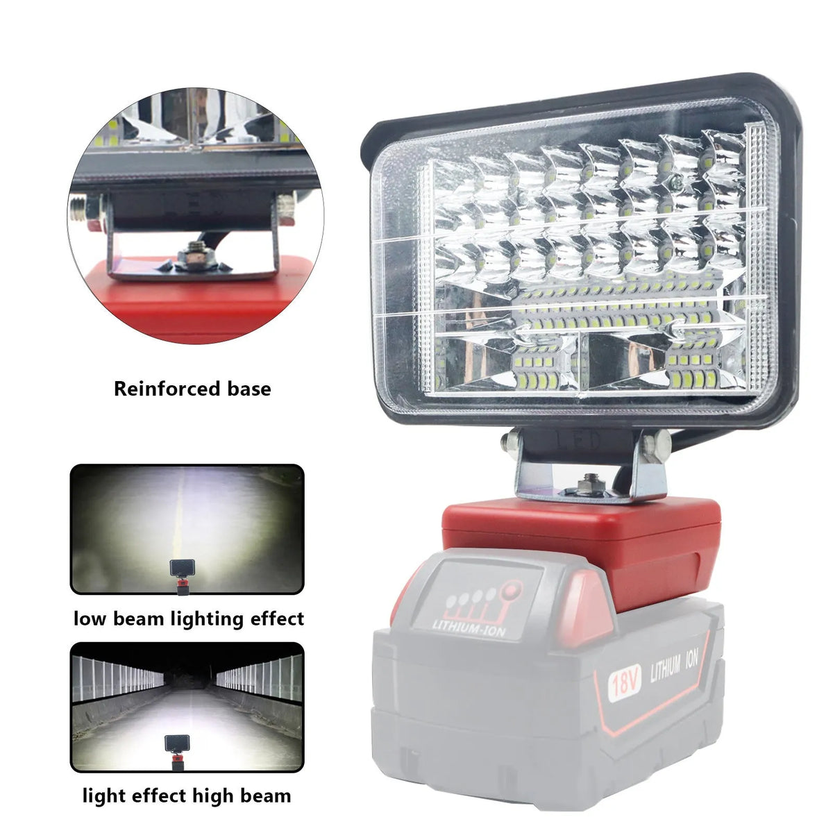 Outdoor camping engineering light for Milwaukee Mivoch battery, dual USB fast charging, 3-8 inch sizes, ABS base