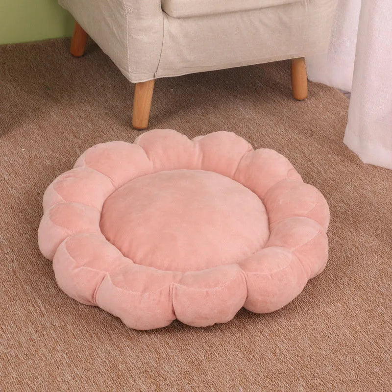 Blue half-surrounded pet nest bed with plush fabric measuring 50x50cm