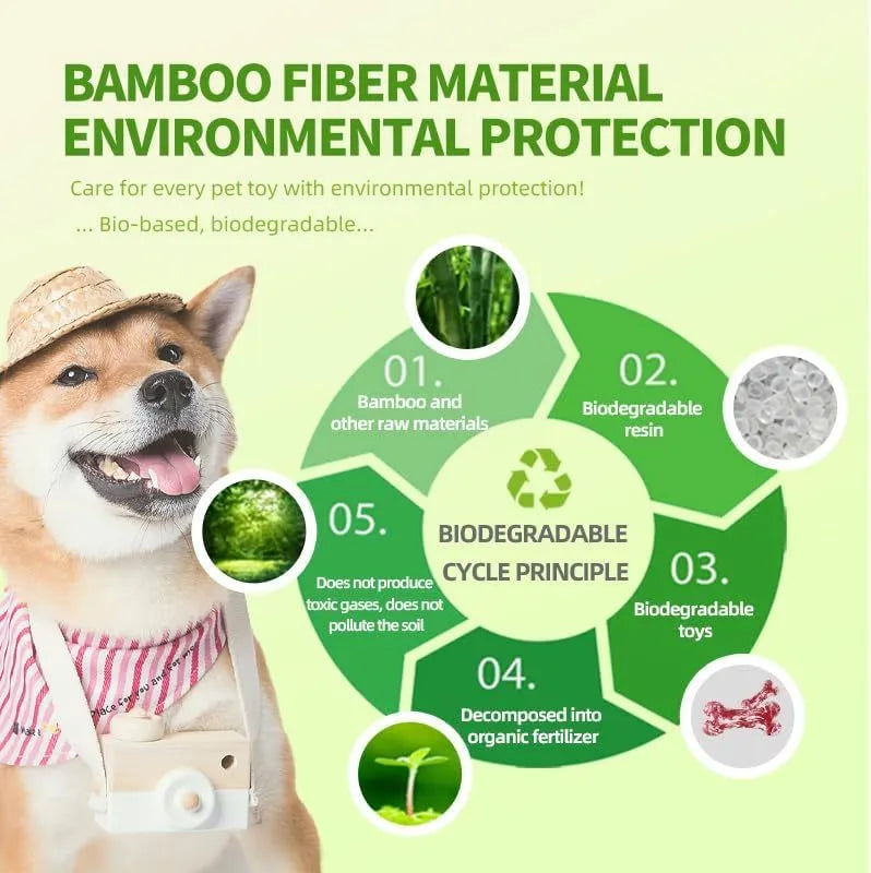Green and white camouflage patterned natural rubber dog chew toy for large breeds on a wooden floor.