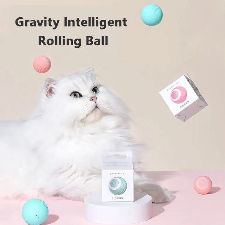 Cat Gravity 43mm intelligent rolling ball toy in plastic with bionic motion and obstacle avoidance