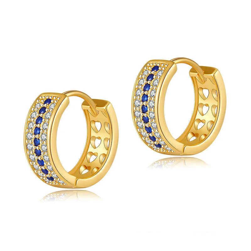 Round geometric copper earrings with 18K gold-toned electroplated finish, KE1268 colour, 2cm diameter, for women