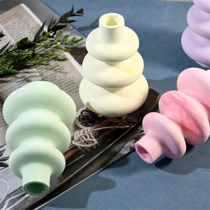 Three layer circle vase ornament silicone mould for baking and resin crafts