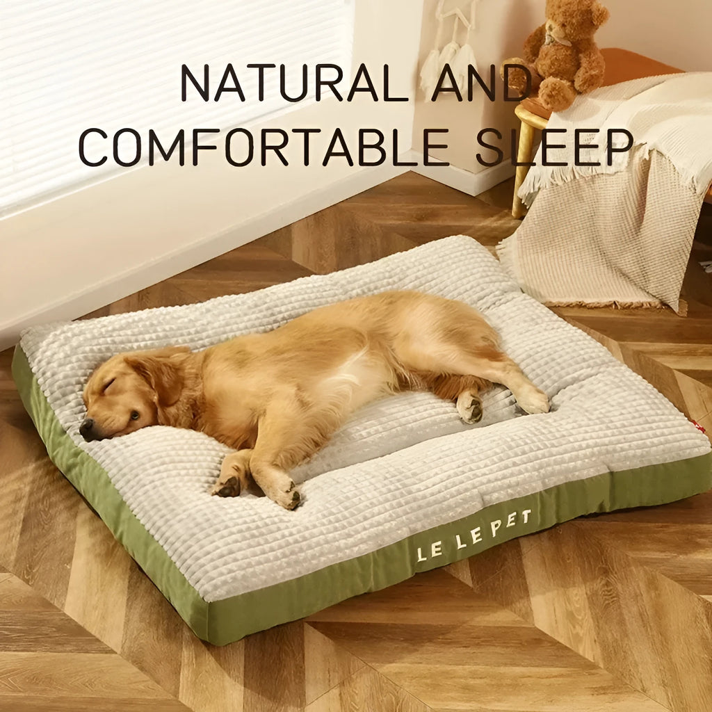 Coffee-coloured fleece dog bed with a detachable cushion, shown in a large size suitable for a big dog.