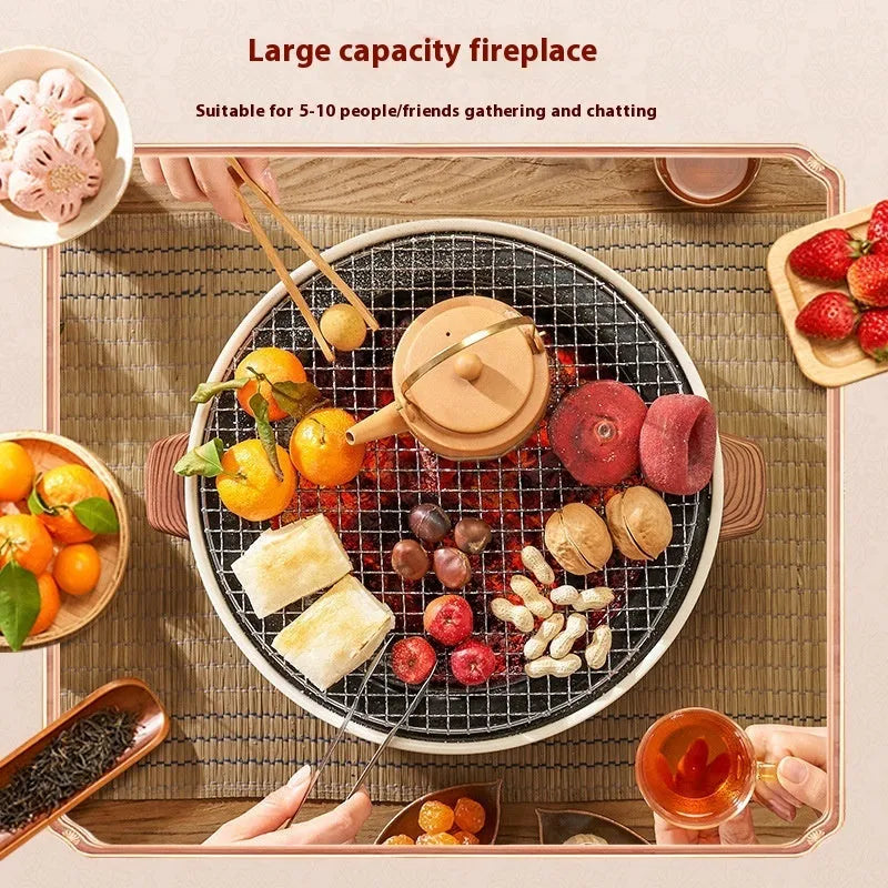 Portable charcoal stove set for indoor tea cooking, sized for 3–5 people