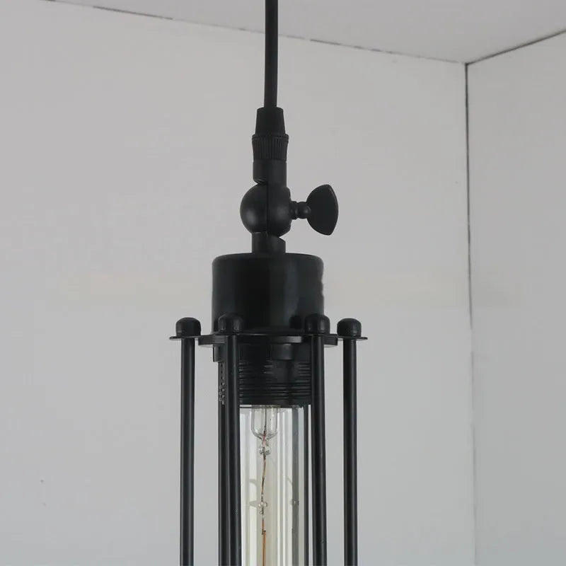 American small droplight dining table pendant light wrought iron black single head