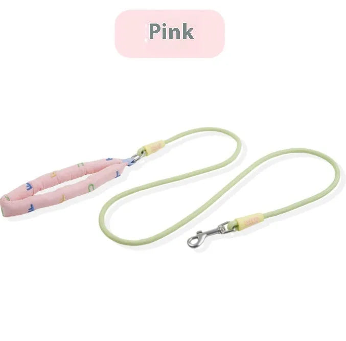 Polyester dog leash with hand holding rope section in four colour options