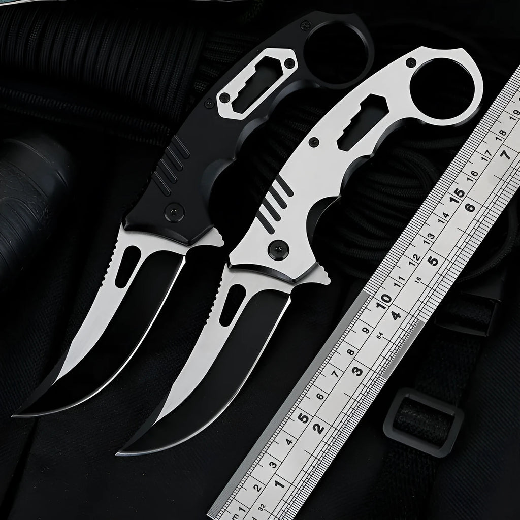 Folding knife with 3Cr13 blade, brushed steel handle, 8cm blade, black colour, open position