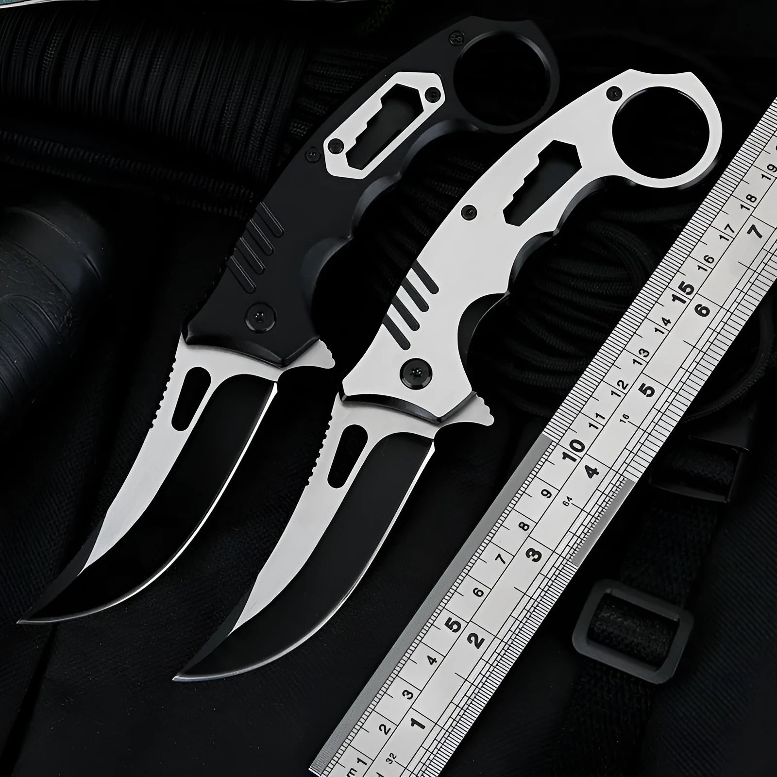 Folding knife with 3Cr13 blade, brushed steel handle, 8cm blade, black colour, open position