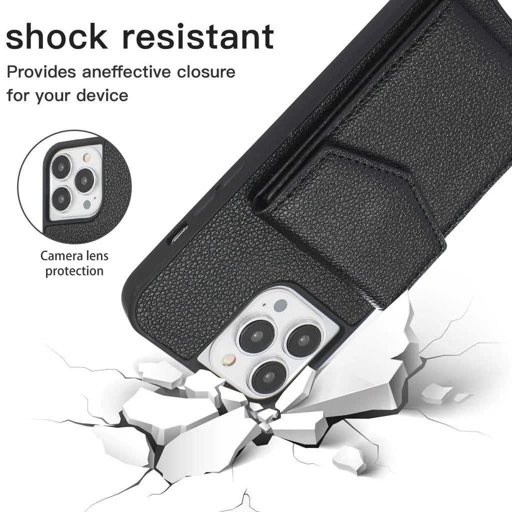 TPU leather back cover phone case for iPhone in an inclined straddle design, shown in a solid colour.