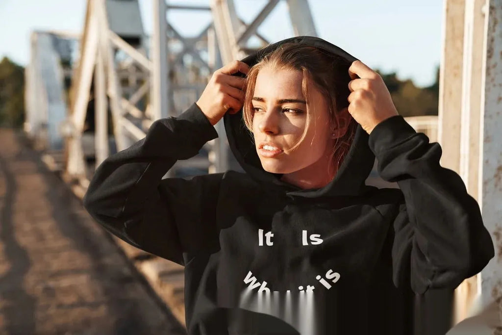 Fleece-lined hoodie sweater with smiley face print in multiple colours for women