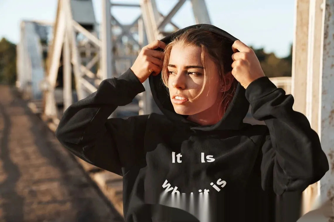 Fleece-lined hoodie sweater with smiley face print in multiple colours for women