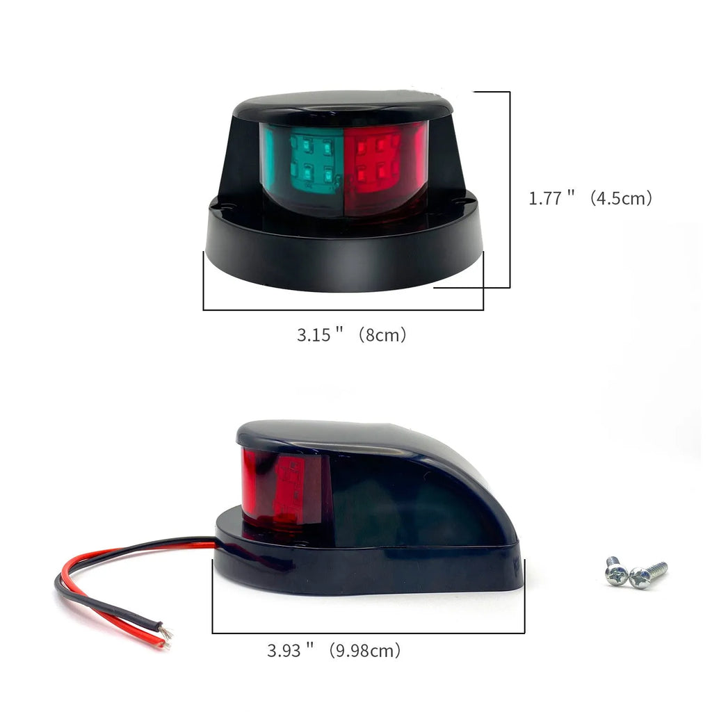 12LED marine navigation light compact 26x10mm black housing red green dual colour for yacht ship boat