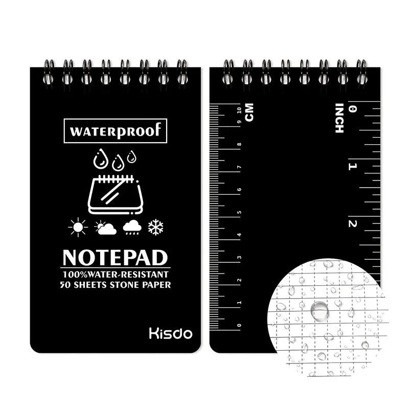 Waterproof spiral notebook with stone paper pages in camouflage colour options