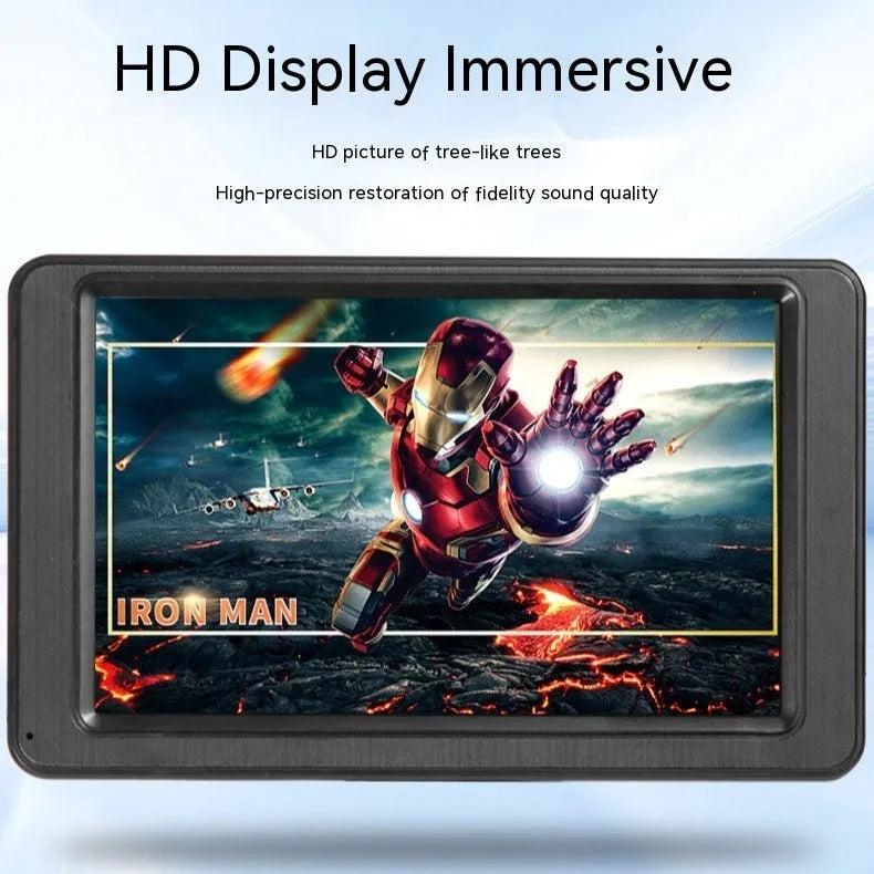 7-inch vehicle MP5 player in black with mounting bracket and connection cables
