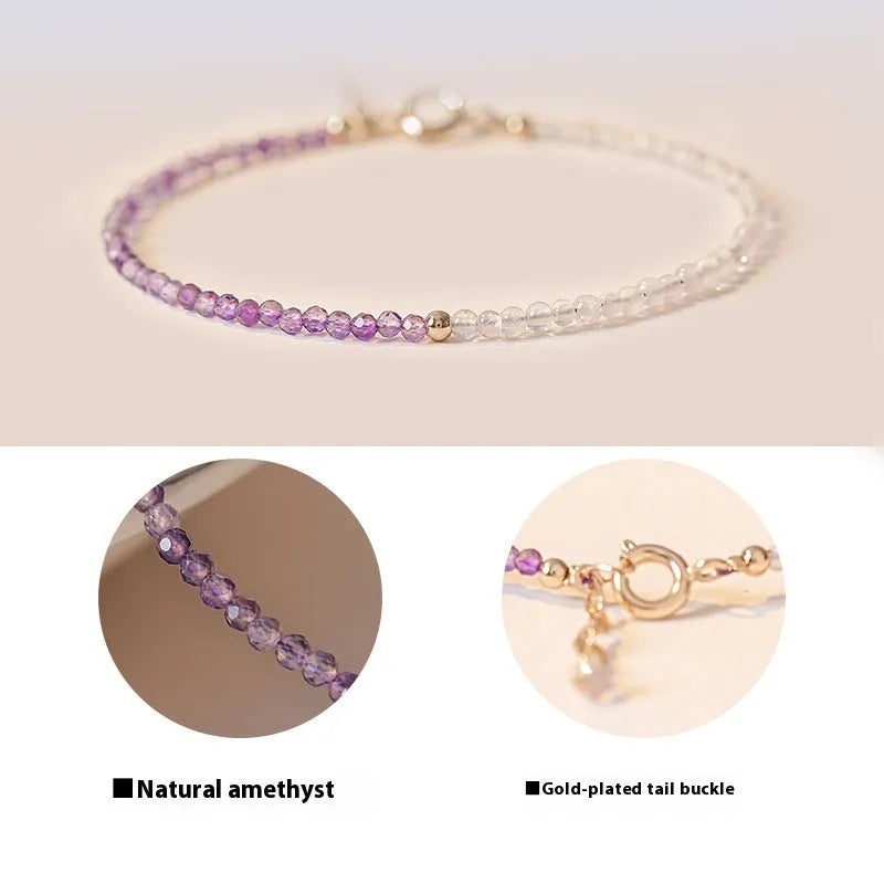 Purple rattan design women's crystal bracelet with geometric cut surface beads