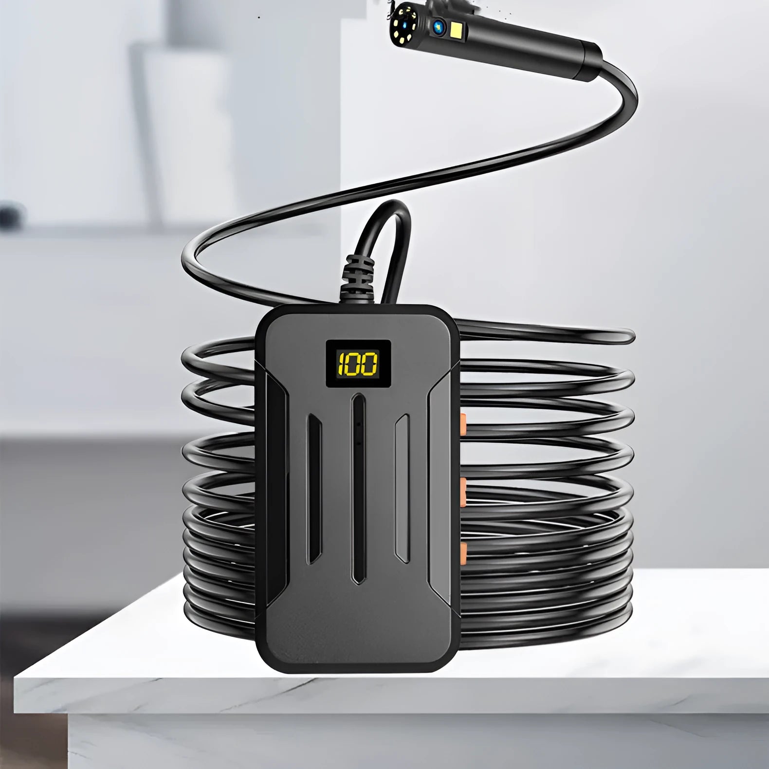 Wireless dual lens endoscope with 5.5mm and 8mm probe options and magnet accessory