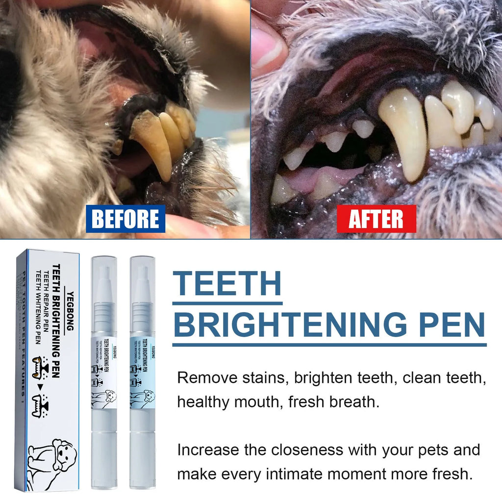 Yegbong pet teeth whitening pen with dental brush set for dogs and cats