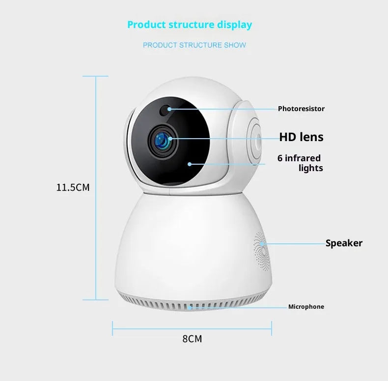 Home HD Night Vision Surveillance Camera 3MP WIFI USB plastic indoor security camera with memory card option