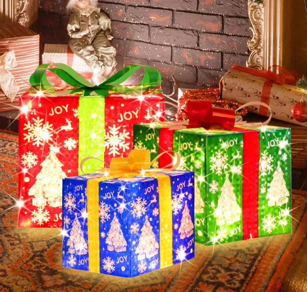 Folding Christmas LED decoration tree set with remote control, warm and colour light options, 26 cm tall, polyester PTE fabric