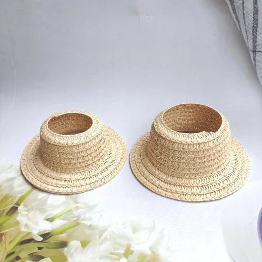 Papyrus straw hat with ear leakage coverage in seven colours, available in M and L