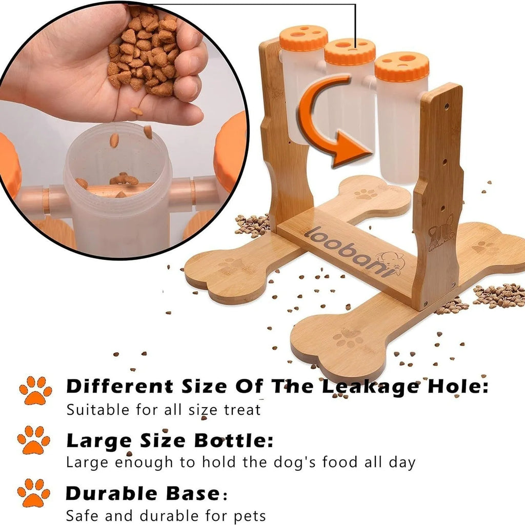Wood colour wooden interactive dog puzzle feeder toy with dimensions 31x30x20cm
