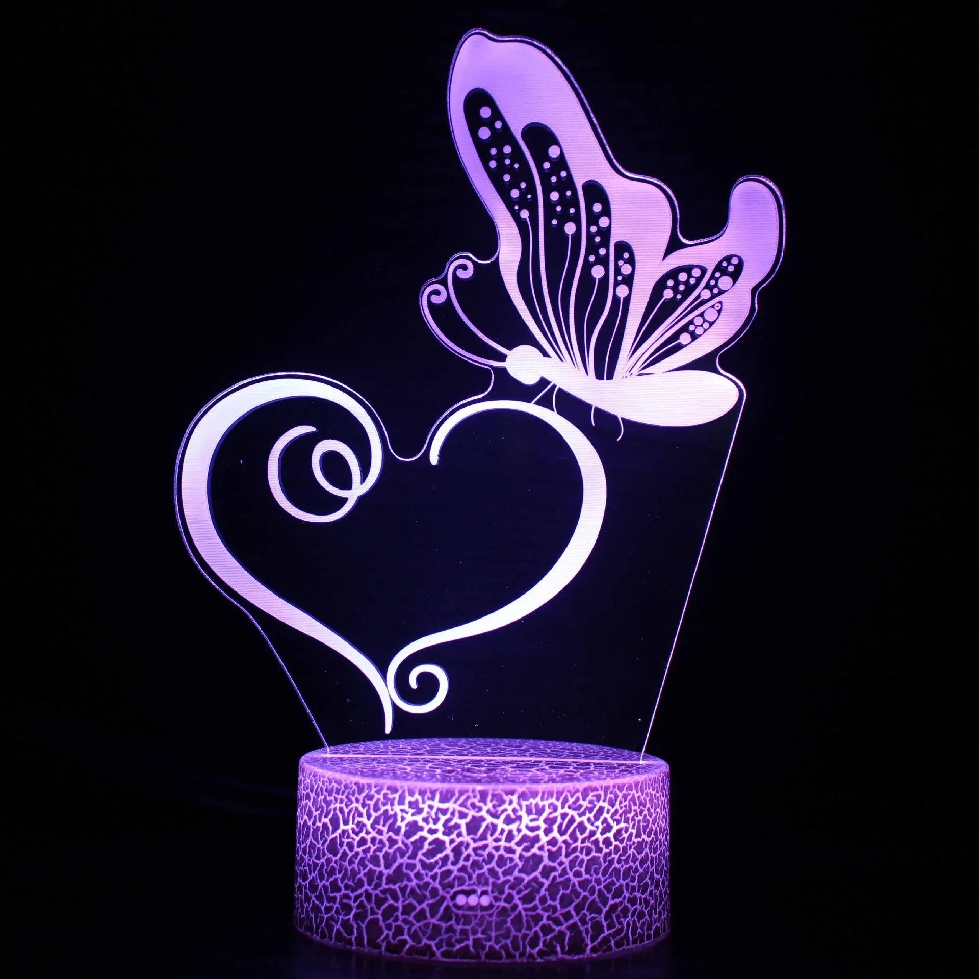 Colourful 3D night design USB table lamp with touch control on acrylic and ABS base.