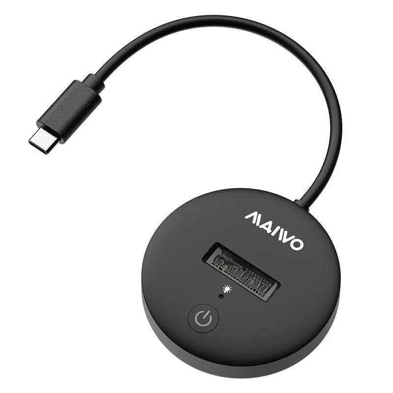 Black external hard drive enclosure for NVMe SSDs with USB Type-C port