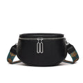 Women's soft PU leather messenger bag in saddle shape with cross-body strap