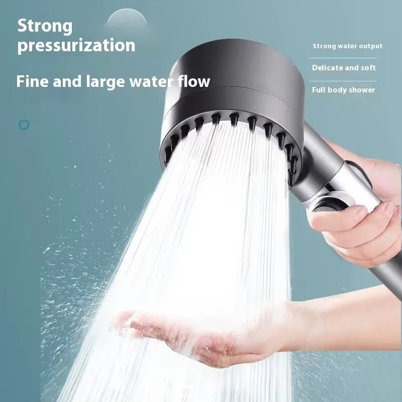 Strong Boost portable shower head with three function settings - spray, massage and rain