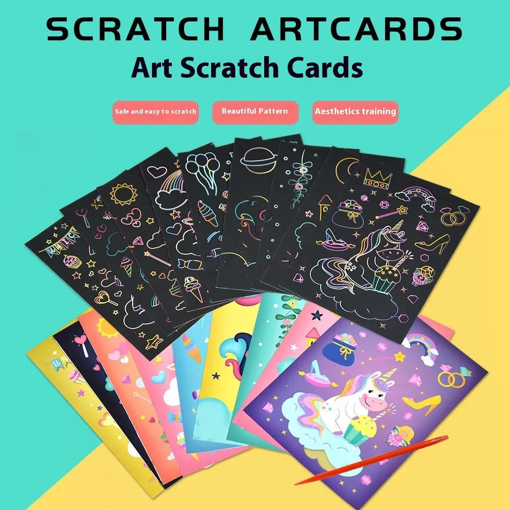 A5 DIY scraping painting paper kit, 140x190mm 81g, with themed suit and 19 design options