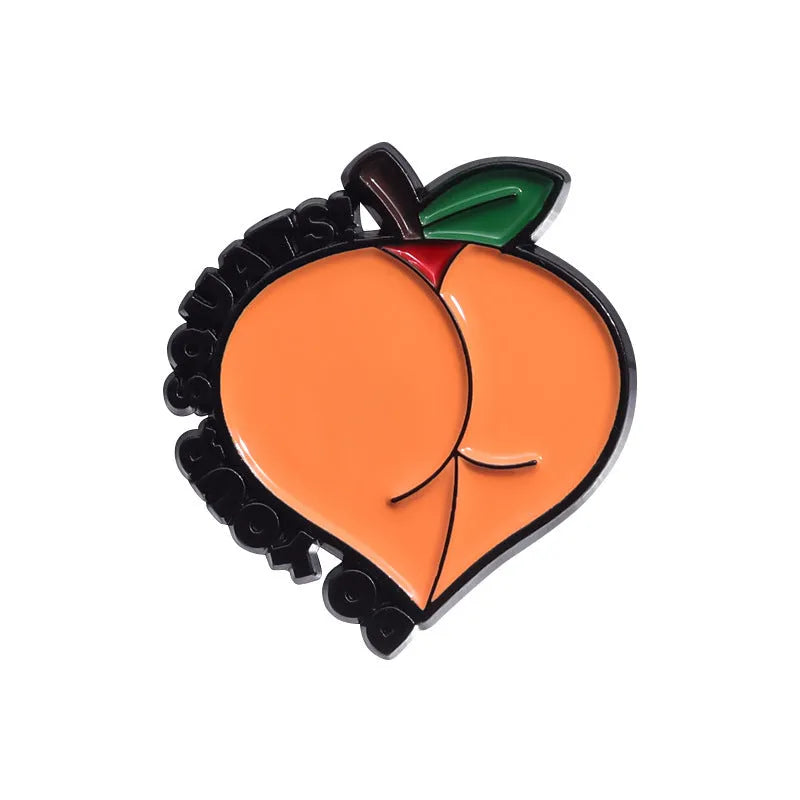 Colourful cartoon fruit zinc alloy brooch with pin back on denim jacket lapel