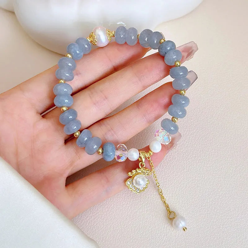 Natural aquamarine pearl shell bracelet with new aquamarine pearl colour