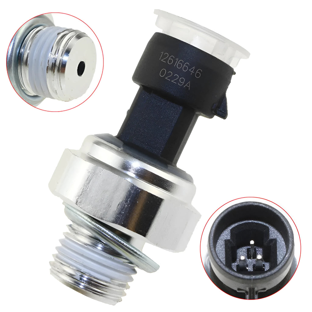 Oil pressure sensor for Buick and Chevrolet cars with part numbers 12573107 12567323 visible