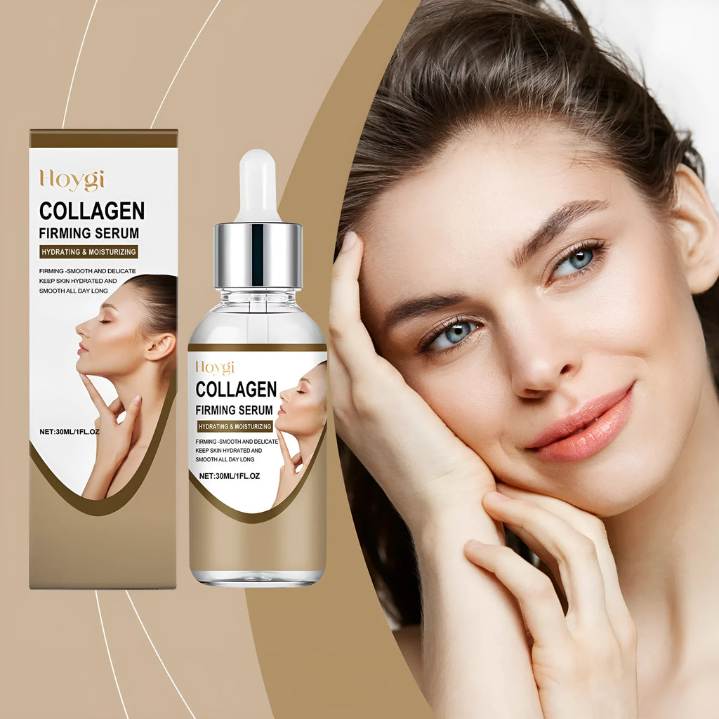Collagen firming care solution 30ml container measuring 2.8 x 2.8 x 10.3 cm