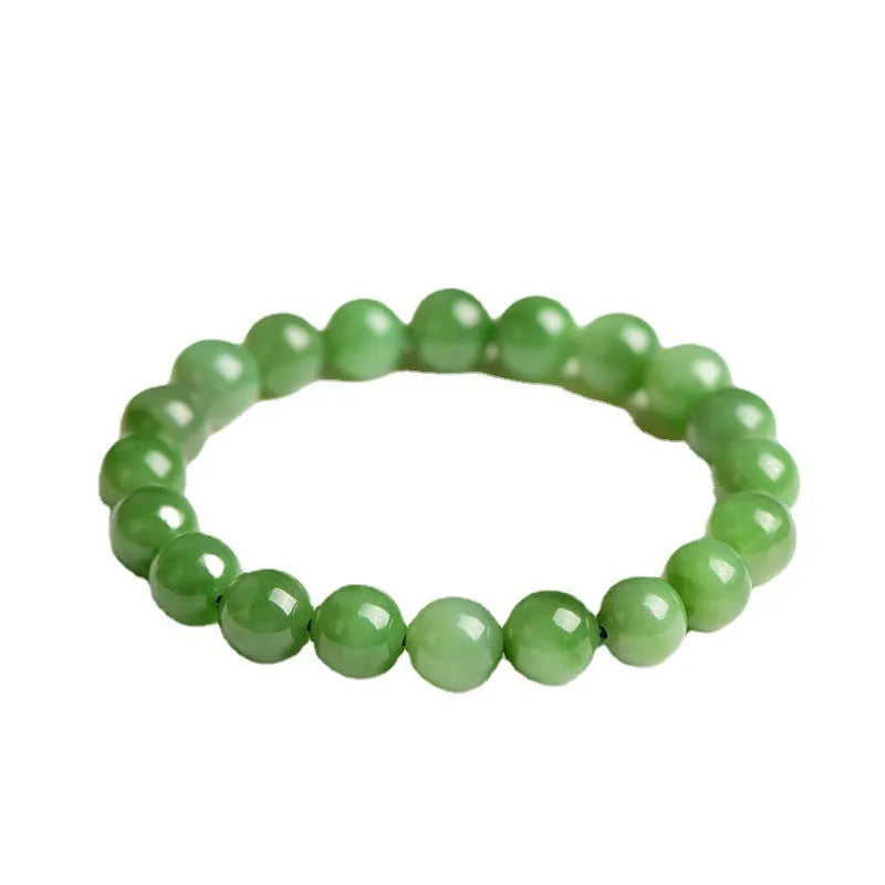 Natural Jasper ball bracelet on Hetian jade strand, showing polished beads in one of five available sizes.