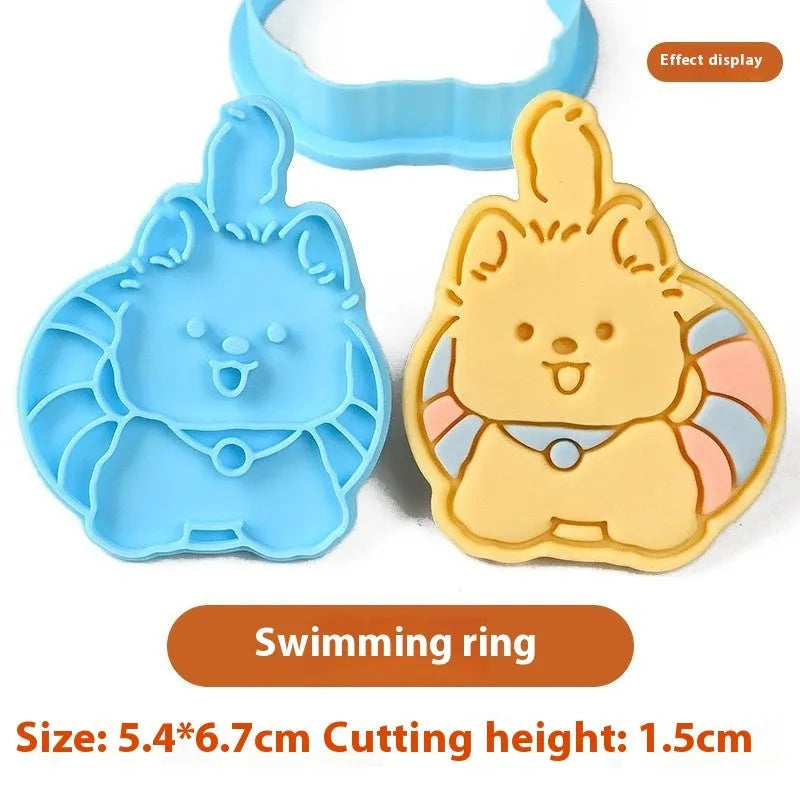 Three-dimensional puppy cartoon biscuit mould with birthday hat design for baking dog-themed cookies
