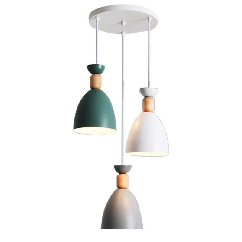 Modern three-head iron chandelier pendant light with adjustable colour for dining room and study