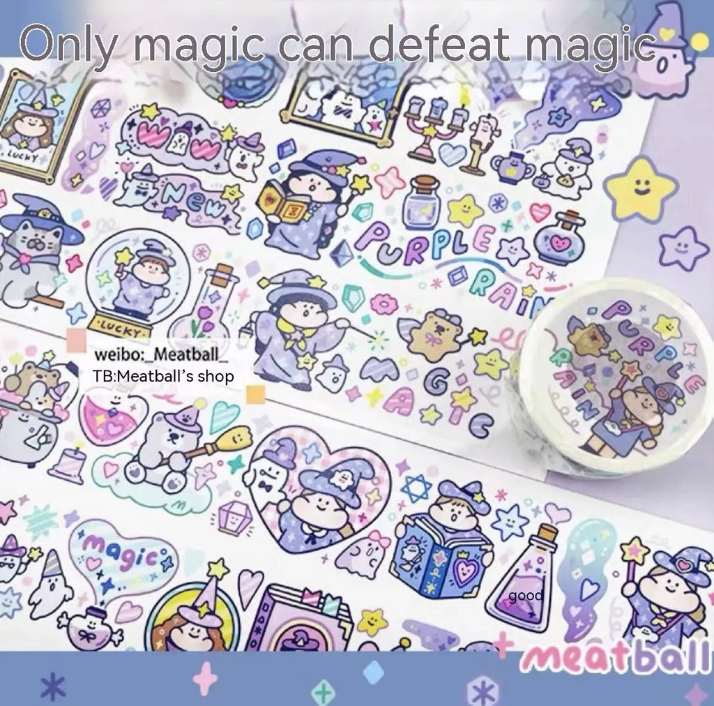 Cute cartoon character sticker on Japanese paper for haemorrhoid tape packaging decoration.
