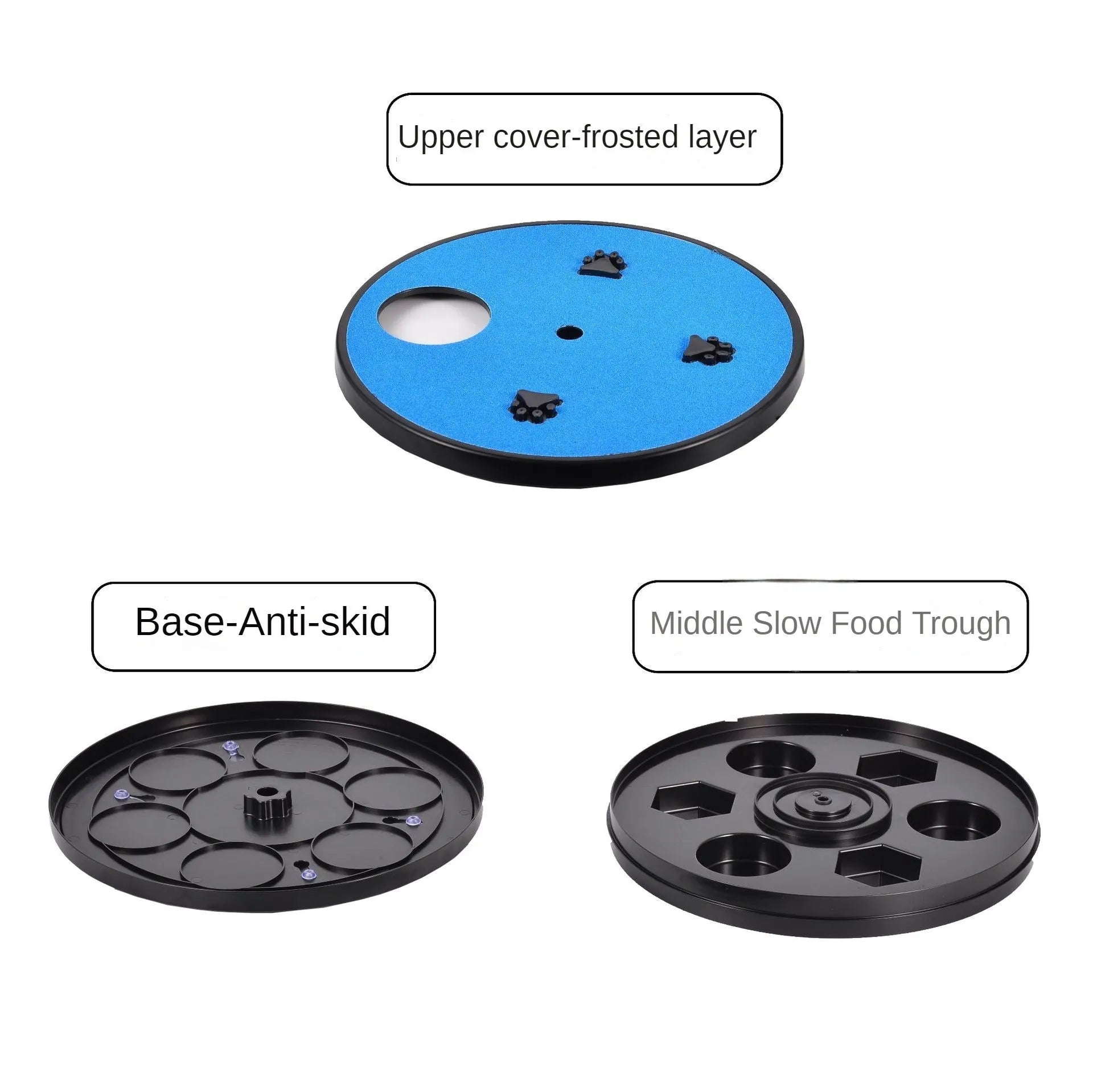 Square rotating dog nail file board with food compartments and suction cup base