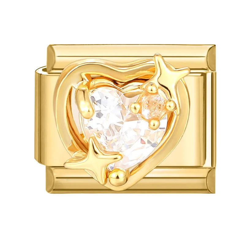 DIY light luxury creative Italian bracelet accessory pendant stainless steel 1x0.9cm drip oil finish gold background