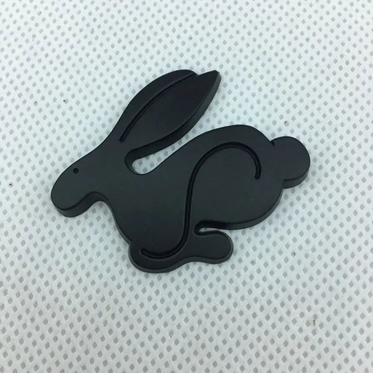 3D stereo rabbit zinc alloy metal car logo emblem in large 6.7cm size with raised design